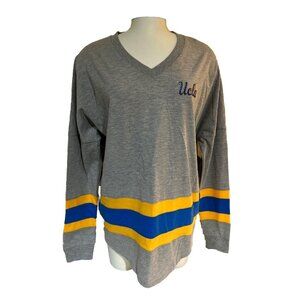 NEW California UCLA Bruins Colosseum Grey Stripped V Neck LS Shirt Women's M